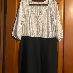 Ann Taylor Loft polka dotted dress with black bottom, size 6